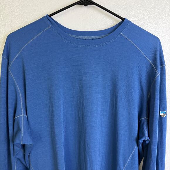 Kuhl Valiant Shirt Mens Size XL Blue Long Sleeve Crew Wool Blend Outdoors Hiking - Picture 2 of 10